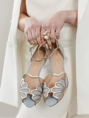 Rachel Simpson isadora something Blue Suede  bridal Wedding heels art deco 36